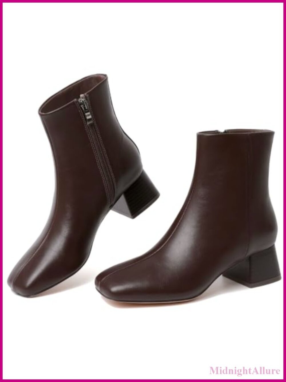 Platform Block Heel Booties Square Toe Pull-On Ankle Boots